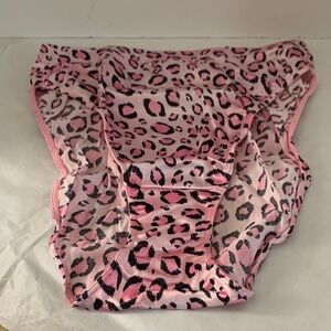 Victoria's Secret Pink and Black Animal Print Satin Lingerie